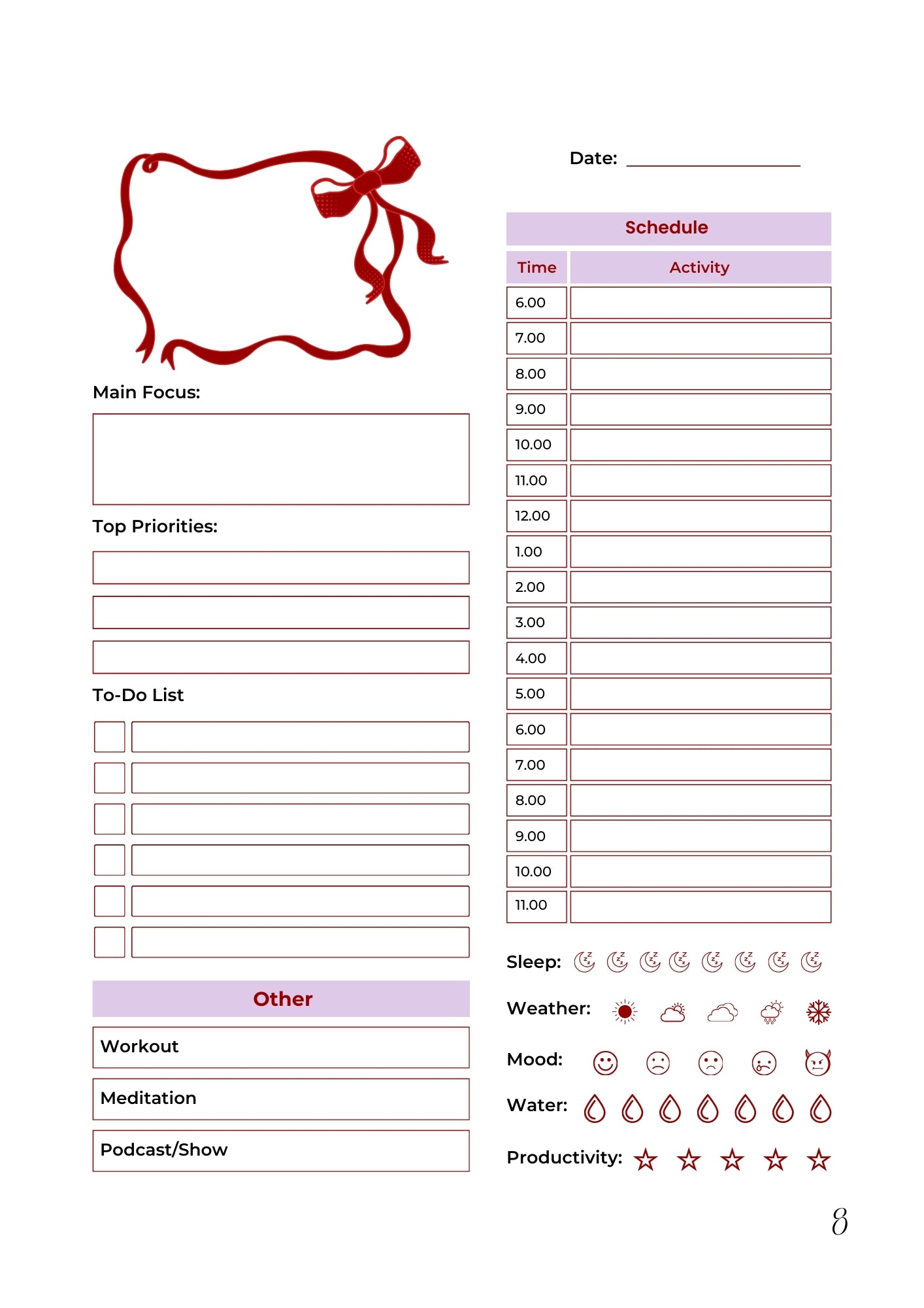 Dreamy Weekly Planner