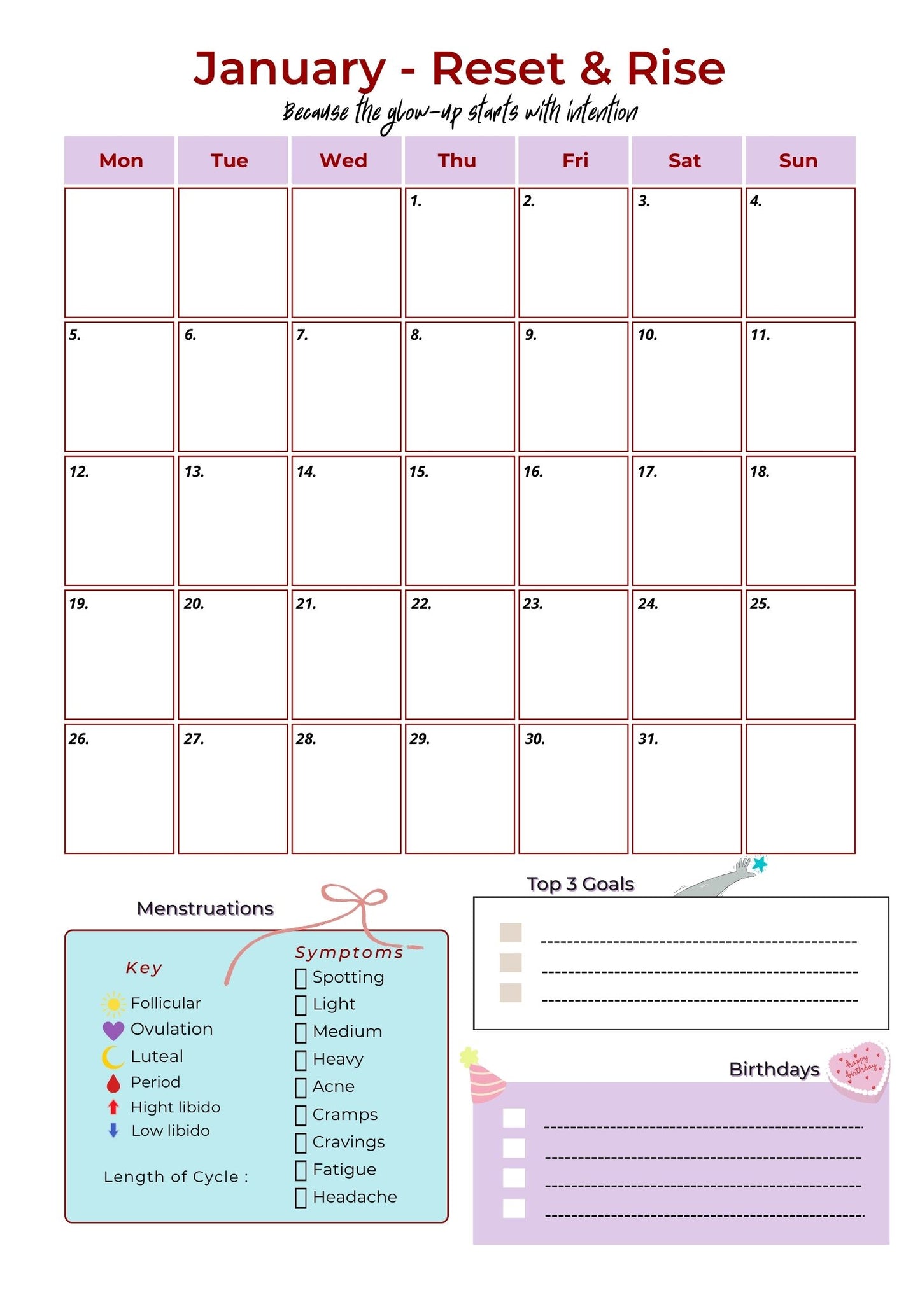 2026 Printable Planner, 500 pages