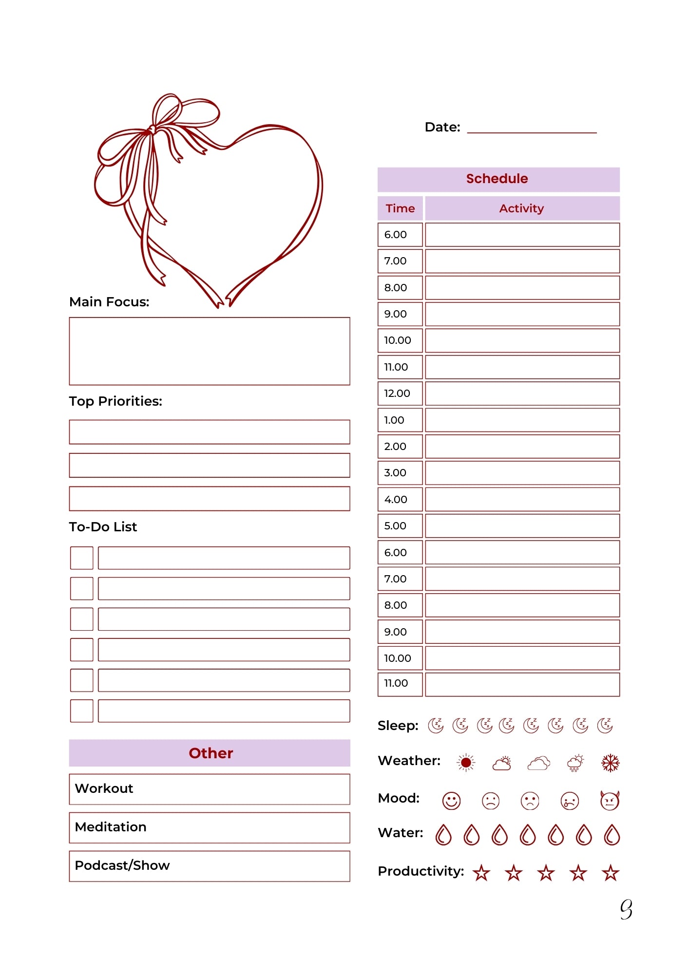 Dreamy Weekly Planner